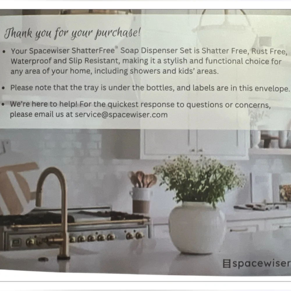 Spacewiser Shatterproof Soap Dispenser‎ Set 2 Bottles Tray Bathroom Kitchen